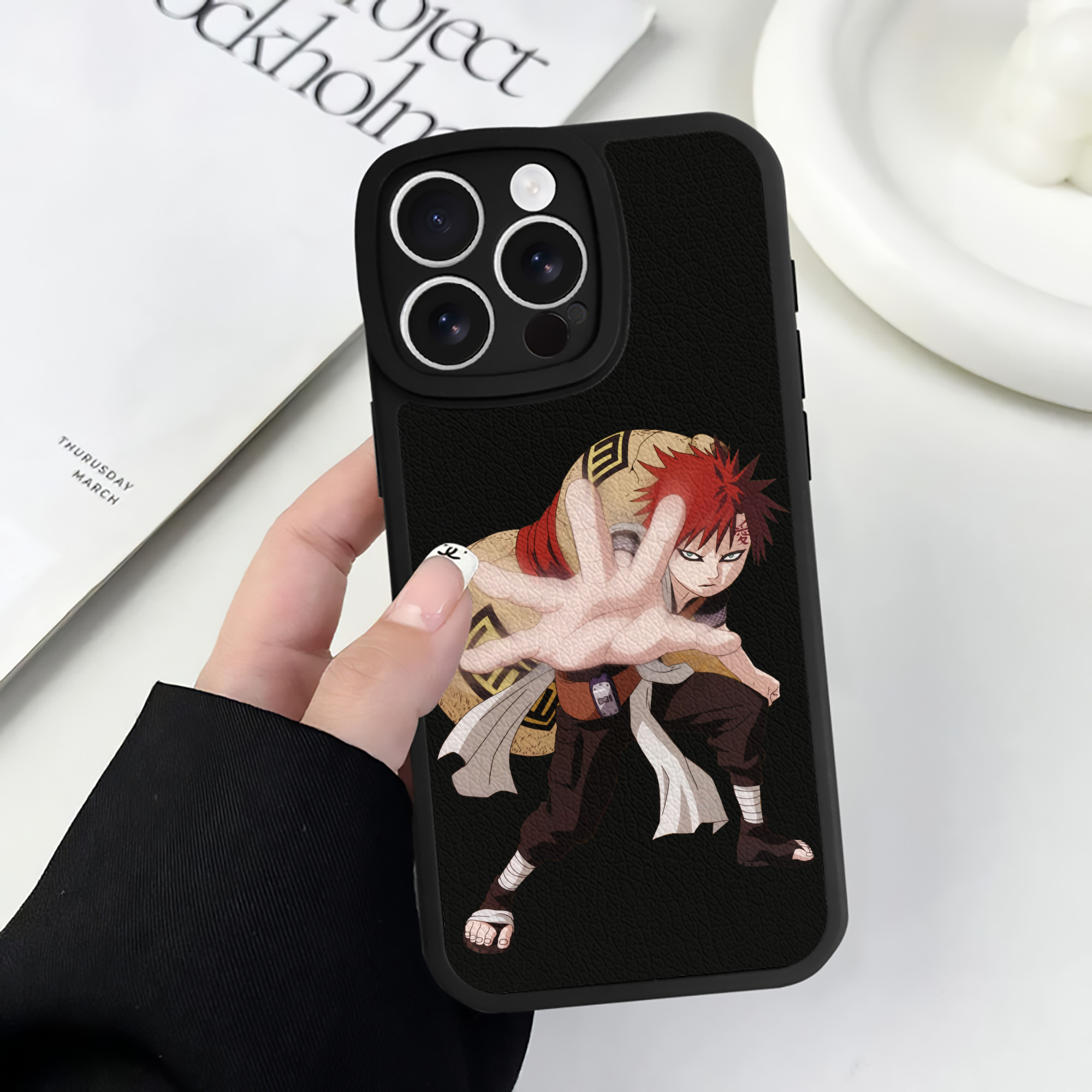 （画像用） NARUTO -ナルト- ガアラ Gaara 【iPhone 16シリーズ対応】シリコンスマホケース（レザー調） 材質：シリコン